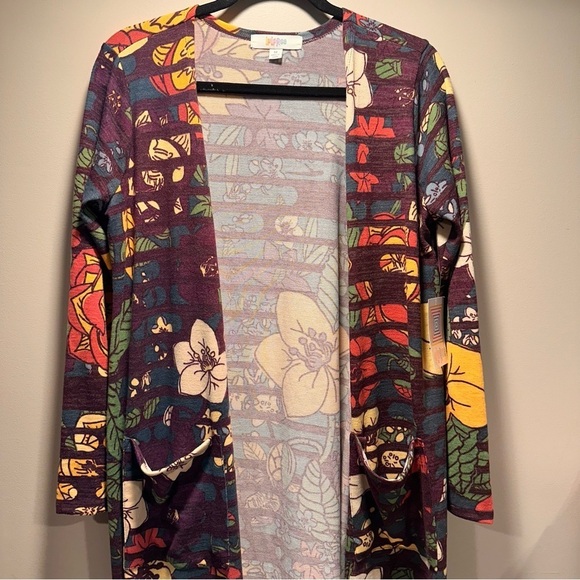LulaRoe Sarah Long Sleeve Ankle Cardigan Cozy Slightly Thick Floral Boho M 10-12 - Picture 14 of 16